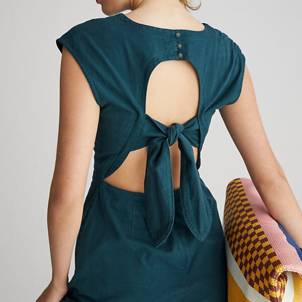 Tie-Back Utility Mini Dress in Blue - Size 4